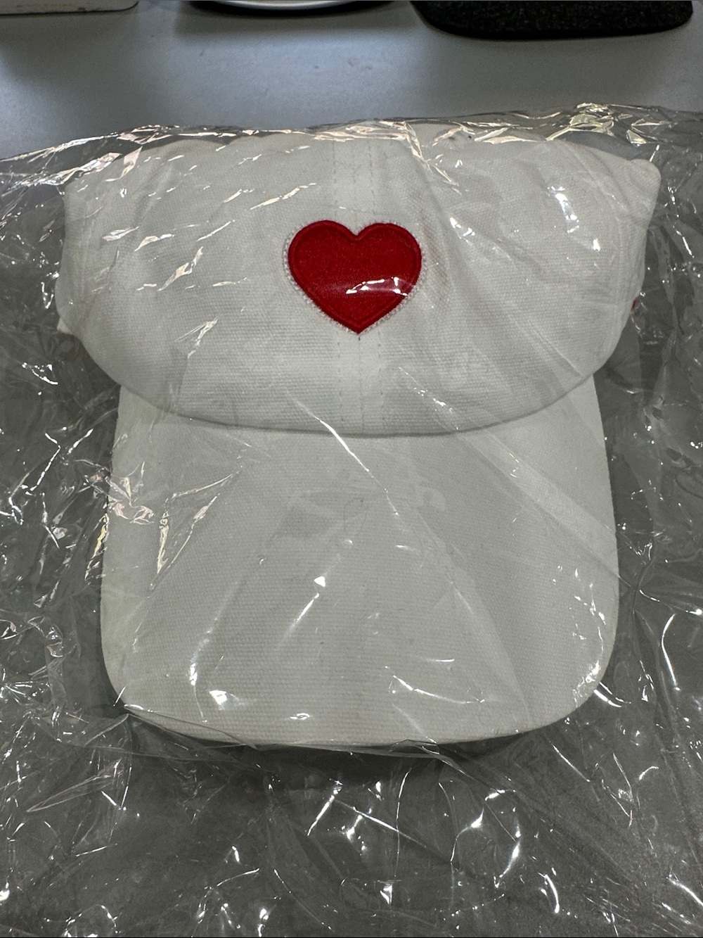 CJ Hendry - White Visor Cap with Red Heart Accent - Unbranded